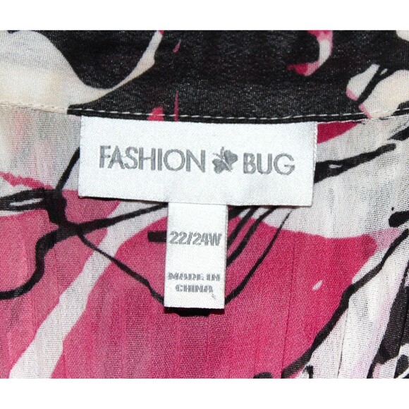 Fashion Bug Blouse Sz 22/24 Accordion Pleated V Neck Bell Sleeves Floral - Picture 8 of 8